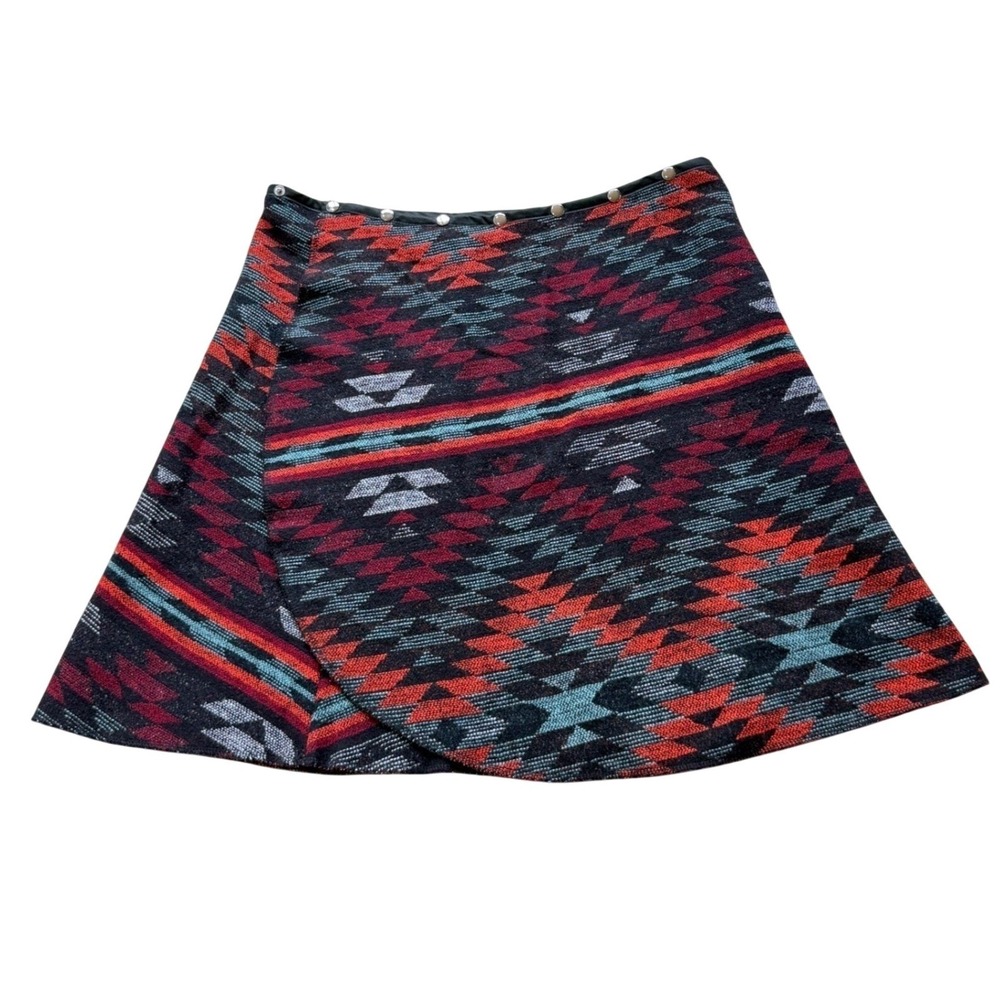 Erin MacLeod Aztec SW Wrap Mini Skirt Adjustable Snap Closure USA Festival Small